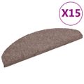 vidaXL Schodové rohože, samolepiace, 15 ks, 65x21x4 cm, svetlohnedé, polkruhové, veľké