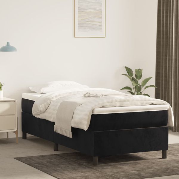 vidaXL Posteľný rám s boxspringom čierny 90x190 cm zamat