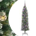 vidaXL Umelý chudý vianočný strom Zelená a biela 150 cm