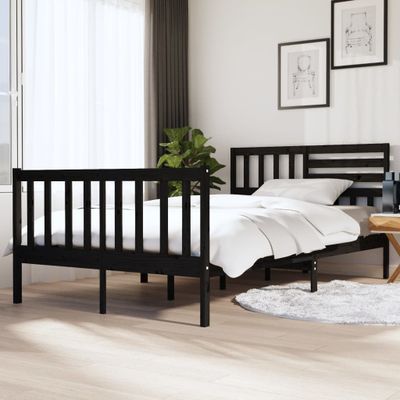 vidaXL Posteľný rám čierny 135x190 cm dvojlôžko masívne drevo