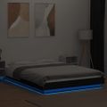 vidaXL Posteľný rám s LED svetlami čierny 120x190 cm kompozitné drevo