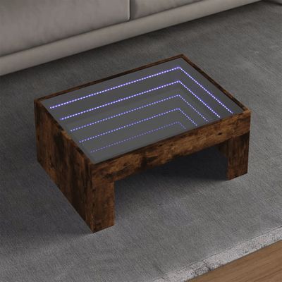 vidaXL Konferenčný stolík s nekonečnými LED dymový dub 70x50x30 cm