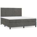vidaXL Posteľný rám boxspring s matracom tmavosivý 180x200 cm zamat