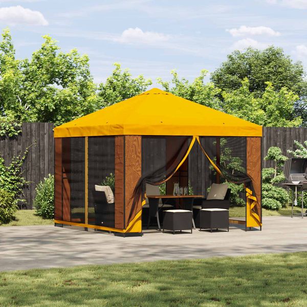 vidaXL Altánok 3 x 3 m Žltá Polyester a oceľ 190 gsm