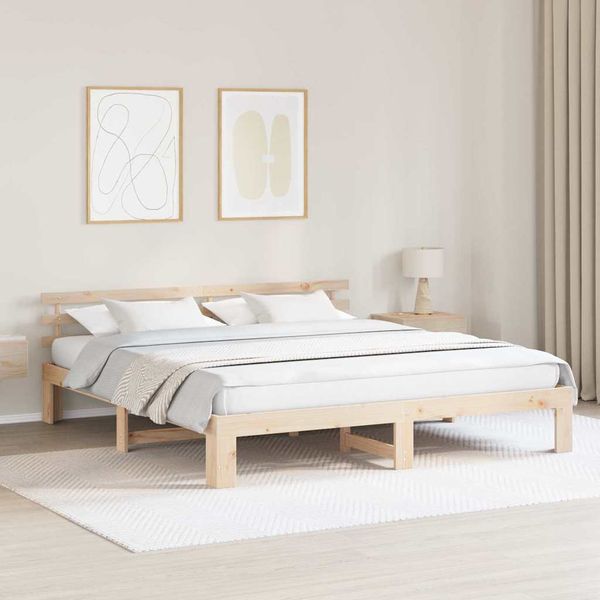 vidaXL Rám postele Prírodná 180 x 200 cm Masívne borovicové drevo