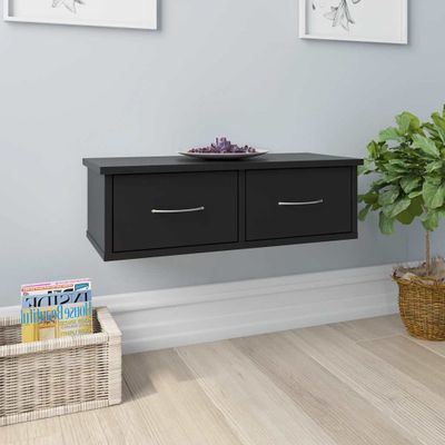 vidaXL Nástenná polica so zásuvkami, čierna 60x26x18,5 cm