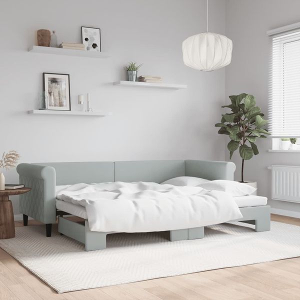 vidaXL Denná posteľ s rozkladacou posteľou bledosivá 80x200 cm zamat