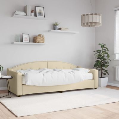 vidaXL Denná posteľ s matracom krémová 80x200 cm látka