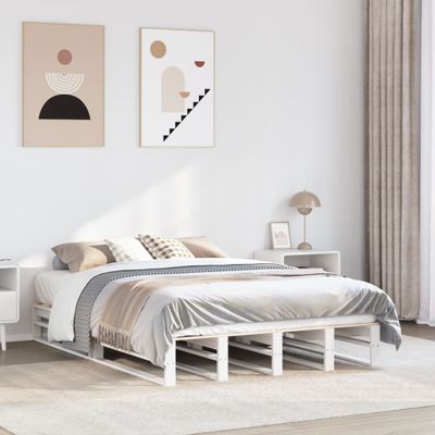 vidaXL Posteľ bez matraca biely 135x190 cm masívna borovica