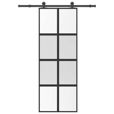 vidaXL Posuvné dvere s kovaním 76x205 cm tvrdené sklo a hliník úzke