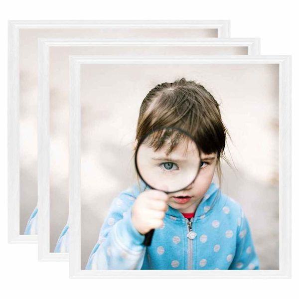 vidaXL Fotorámiky na stenu, koláž 3 ks, biele 50x50 cm, MDF