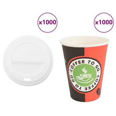 vidaXL papierové šálky na kávu s viečkom 1000 ks 4oz 100ml