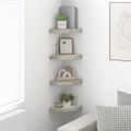 vidaXL Nástenné rohové police 4 ks betónové sivé 25x25x3,8 cm MDF