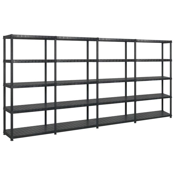 vidaXL Regál s 5 úložnými poličkami čierny 366x45,7x185 cm plastový