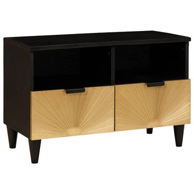 vidaXL TV skrinka Čierna a zlatá 70 x 33 x 46 cm Kompozitné drevo