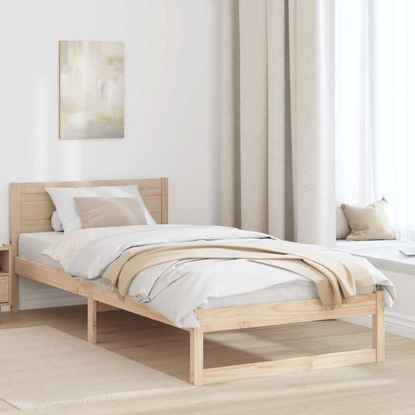 vidaXL Rám postele Prírodná 90 x 200 cm Masívne borovicové drevo