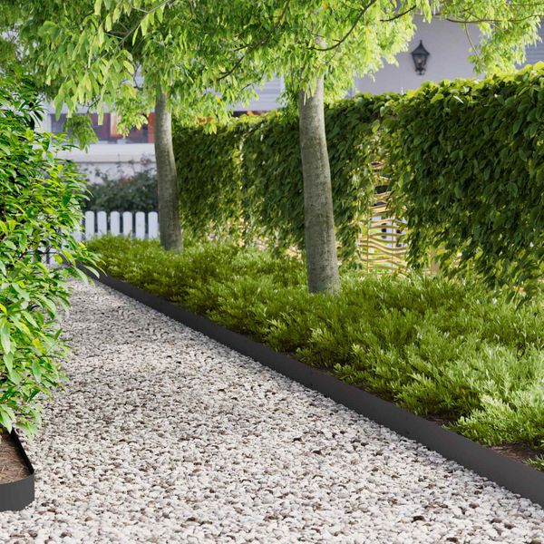 vidaXL Obrubník trávnika 30 pcs 103 x 15 cm kov Čierna