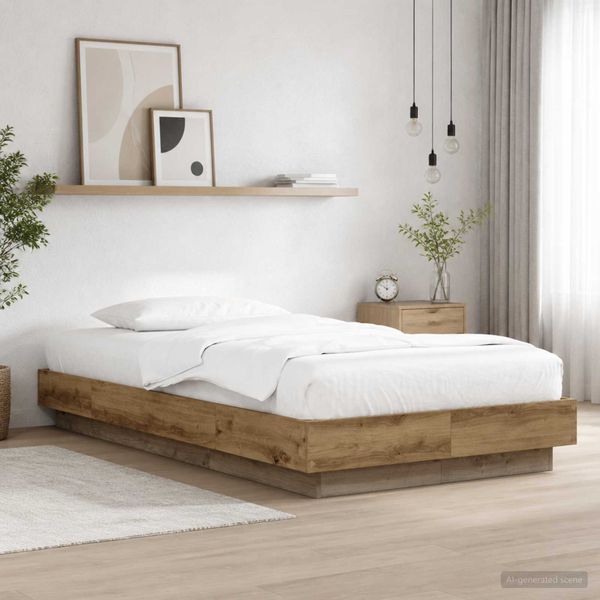 vidaXL Posteľový rám s LED Dub artisan 80 x 200 cm Kompozitné drevo