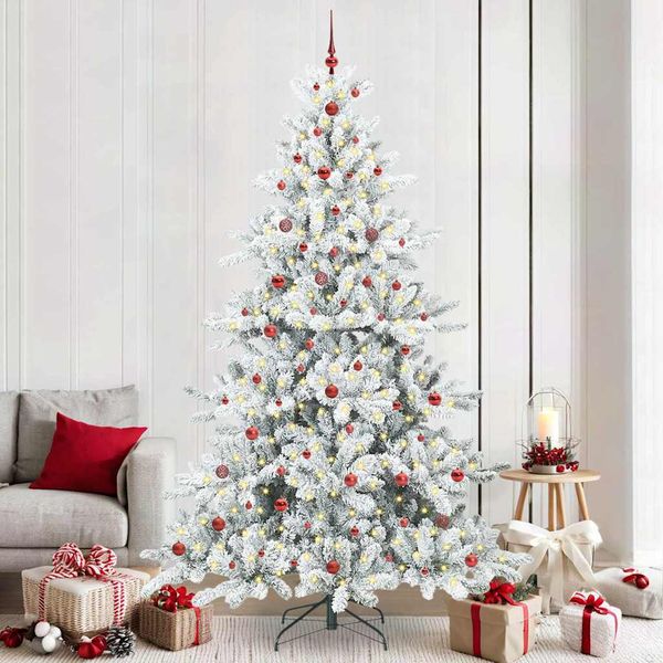 vidaXL Umelý Sklápací Vianočný Stromček Biela 240 cm PVC a oceľ