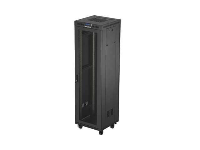 19'' Voľne stojaca racková skriňa 42u/600x600 (flat pack) so sieťovými dverami lcd čierna lanberg V2