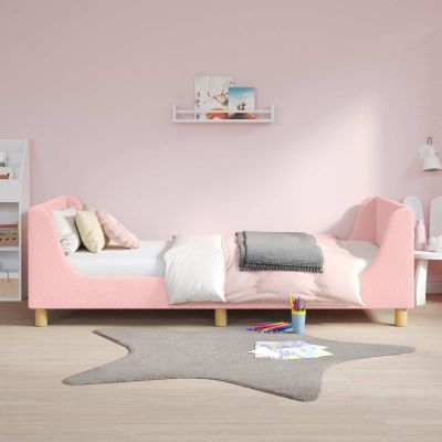 vidaXL Detský rám na posteľ s čelom Ružová 90 x 200 cm Bouclé