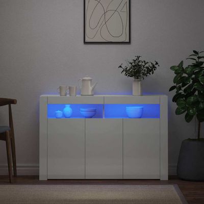 vidaXL Komoda s LED svetlami lesklá biela 115,5x30x75 cm