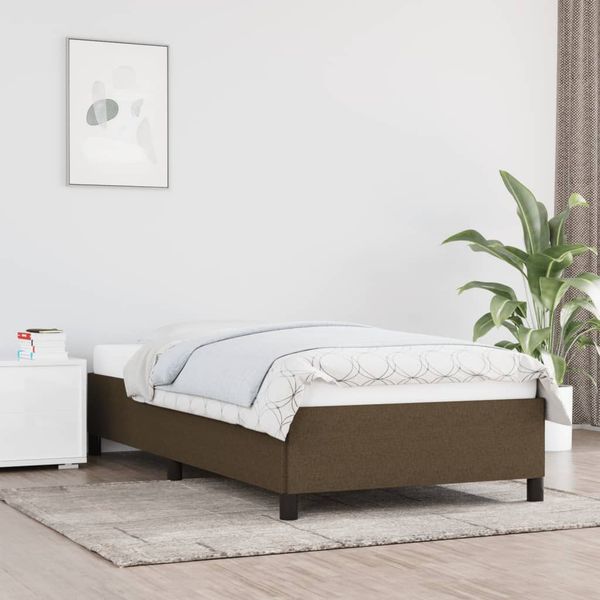 vidaXL Posteľ bez matraca tmavohnedá 90x190 cm látka