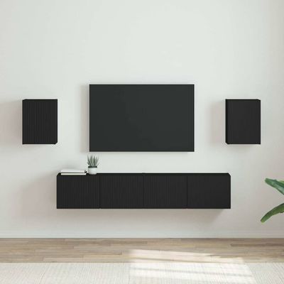 vidaXL TV nástenná skriňa Nástenný 2 pcs Čierna 30 x 31 x 40 cm
