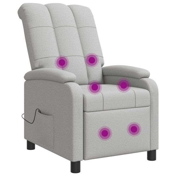 vidaXL Masážne relaxačné kreslo Oblá šedá Látka