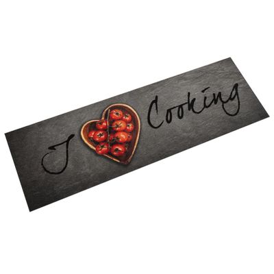 vidaXL Kuchynský koberec, prateľný, nápis Cooking 45x150 cm, zamat