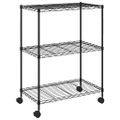 vidaXL Regál s 3 policami na kolieskach 60x35x81 cm čierny 150 kg