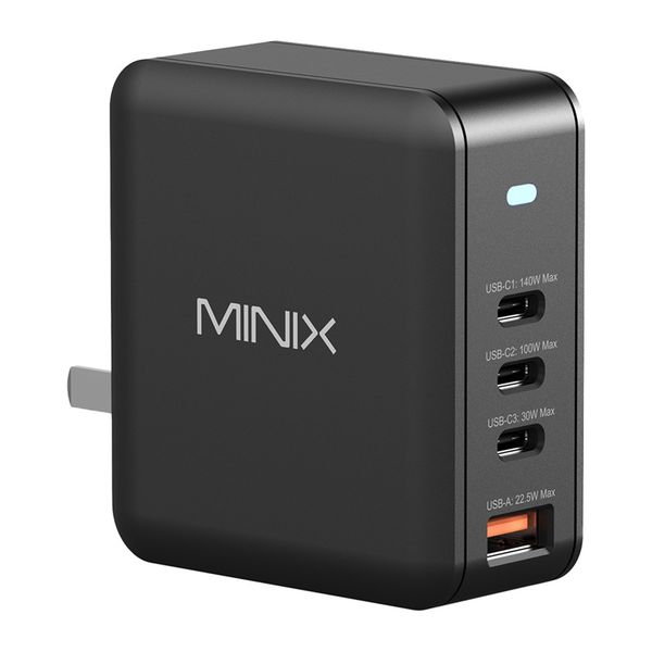 Nástenná nabíjačka Minix P165 s technológiou GaN, 3 portmi USB-C a 1 portom USB-A