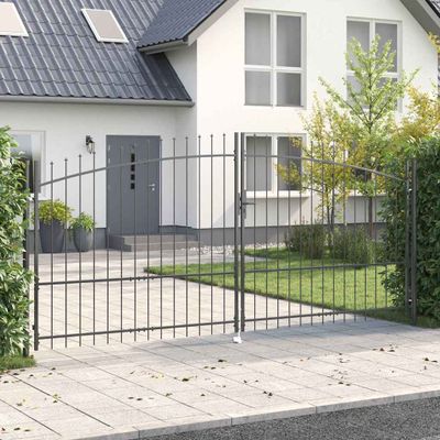 vidaXL Dvojitá brána WOERDEN 400 x 224,5 cm Oceľ Sivá Zamykateľné