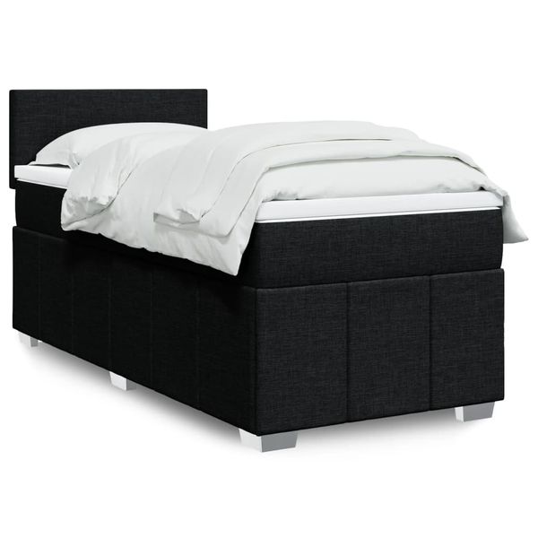 vidaXL Posteľný rám boxspring s matracom čierny 90x200 cm látka