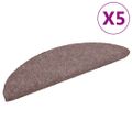 vidaXL Schodové rohože, samolepiace, 5 ks, 56x17x3 cm, svetlohnedé, polkruhové