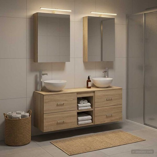 vidaXL Set kabinetov do kúpeľne 5 pcs Dub sonoma 50 x 14,5 x 70 cm