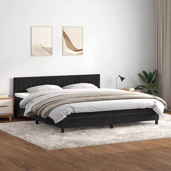 vidaXL Box Spring Posteľ s matracom a LED Čierna 180x220 cm Zamat