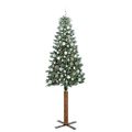 vidaXL Úzky vianočný stromček s 300 LED-i so stojanom Zelená 210 cm