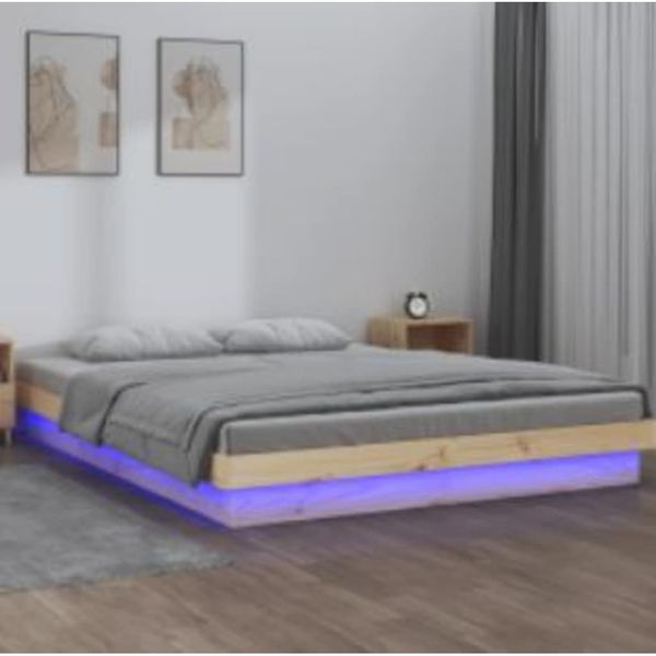 vidaXL Posteľný rám s LED 140x200 cm masívne drevo