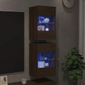 vidaXL Nástenné skrinky s LED osvetlením pre TV 2 ks hnedý dub 40x30x60,5cm