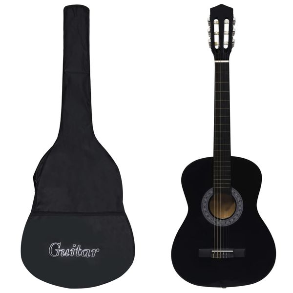 vidaXL Klasická gitara pre začiatočníkov s taškou čierna 3/4 36"