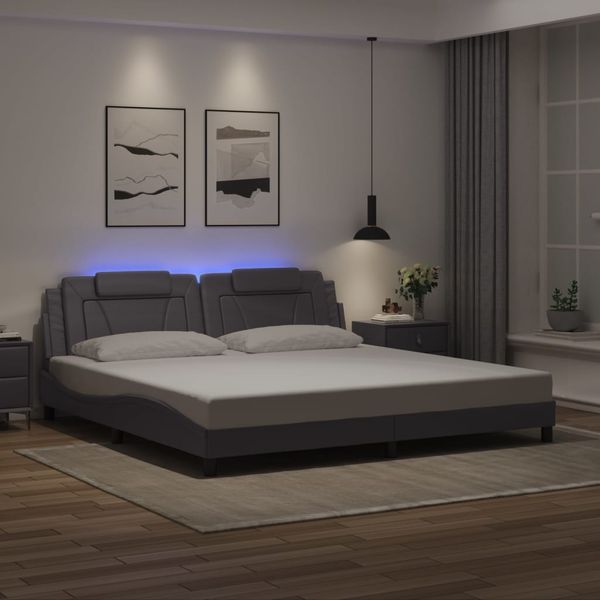 vidaXL Rám postele Viana s LED bez matraca sivý 200x200 cm