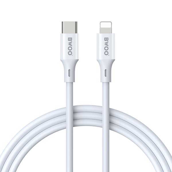 BWOO kábel USB-C - Lightning 2m 27W ABS + TPE biely