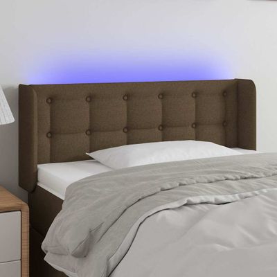 vidaXL Čelo postele s LED tmavohendé 103x16x78/88 cm látka