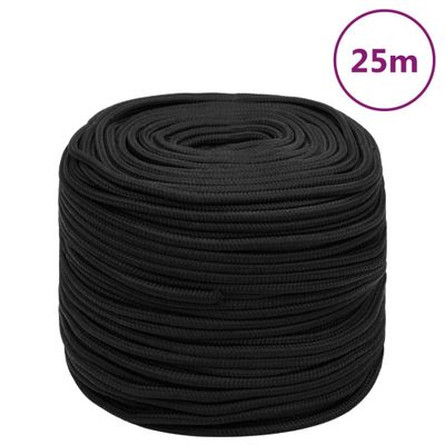 vidaXL Lodné lano čierne 6 mm 25 m polypropylén