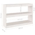 vidaXL Knižnica/deliaca stena biela 100x30x71,5 cm borovica