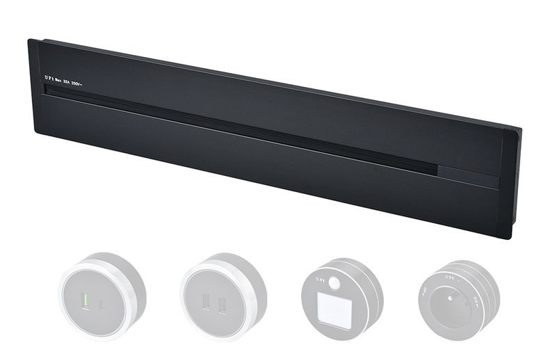 Zásuvková lišta - zápustná Viking LZ40B/230V,50Hz/40cm dĺžka/čierna/až 5 modulov/IP20/hliník/zápustná