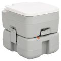 vidaXL Prenosné kempingové WC, sivo biele 15+10 l, HDPE