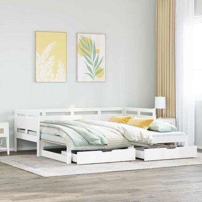 vidaXL Rozkladacia denná posteľ s matracmi bez matraca biela 80x200 cm