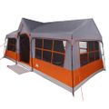 vidaXL Rodinný stan so strechou Šedá a oranžová 622 x 295 x 238 cm